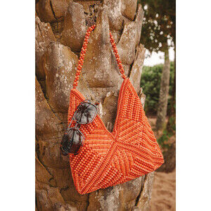 Lulus Sunny Element Orange Beaded Shoulder Bag - Size One Size